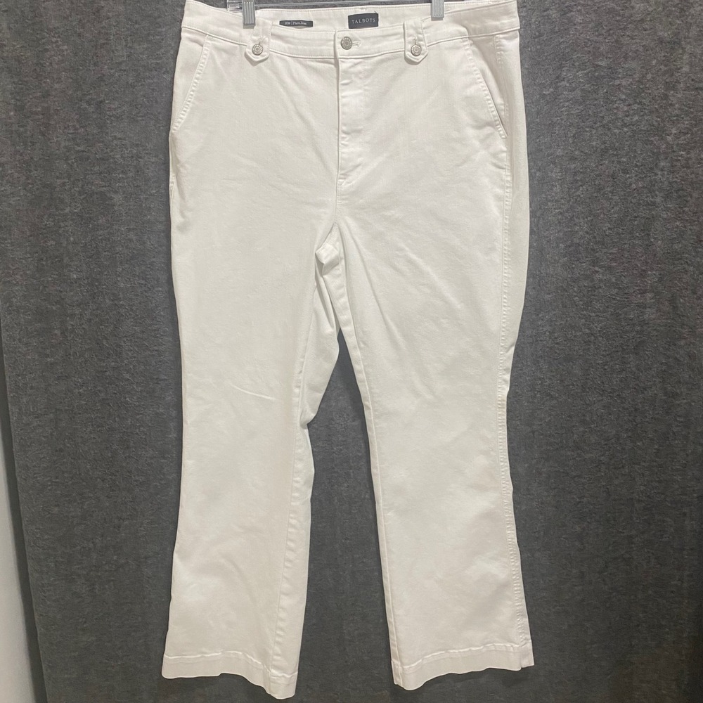 Talbots Flare Jeans Womens 16W White High Rise Stretch Denim Casual Vacation